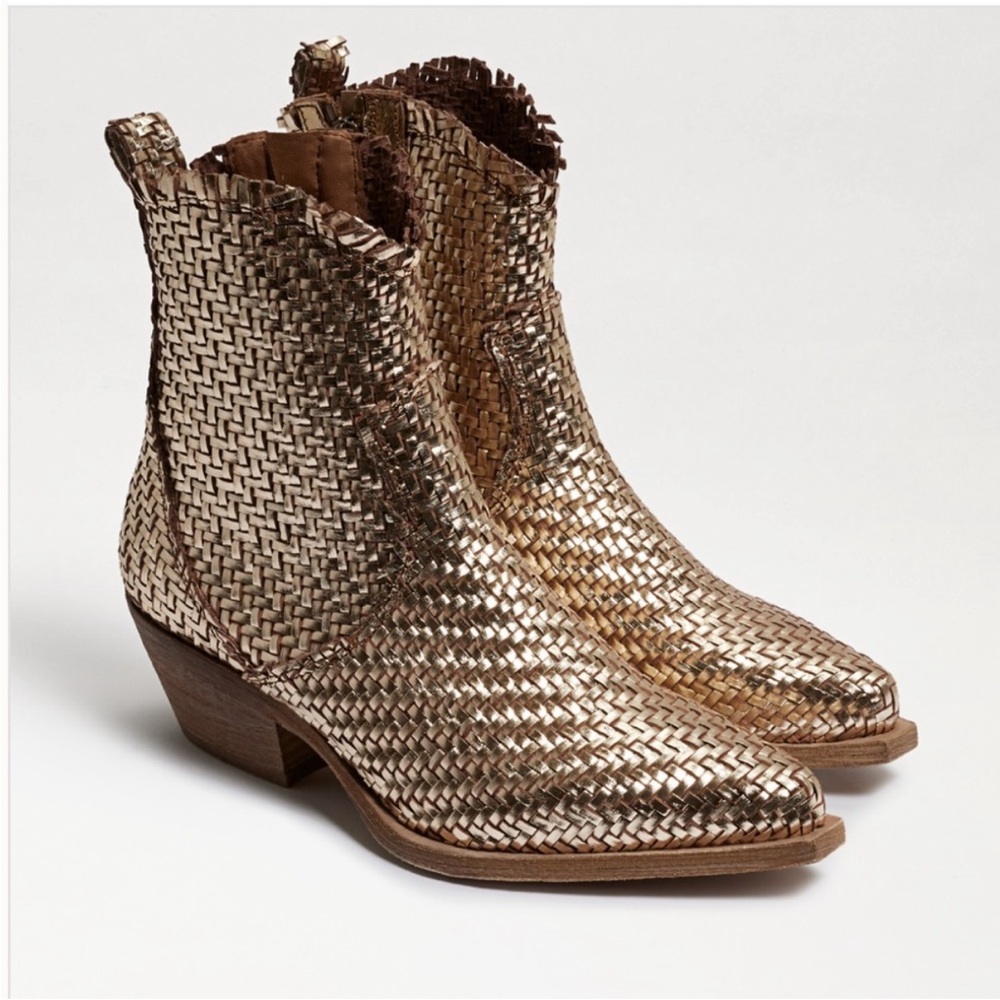 Sam Edelman Gold Woven Ankle Boots